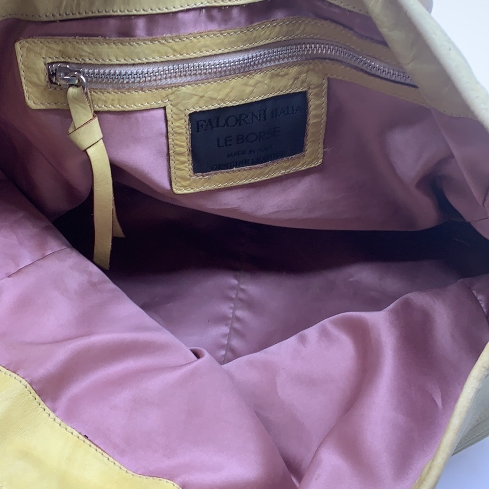 Falorni Italia Le Borse Yellow Leather shoulder Bag. LP1464 - Picture 6 of 11